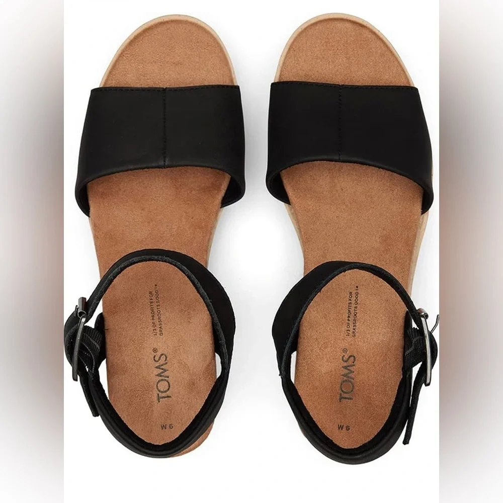 🖤🖤 TOMS womens Diana Black Leather Size 6.5 US
